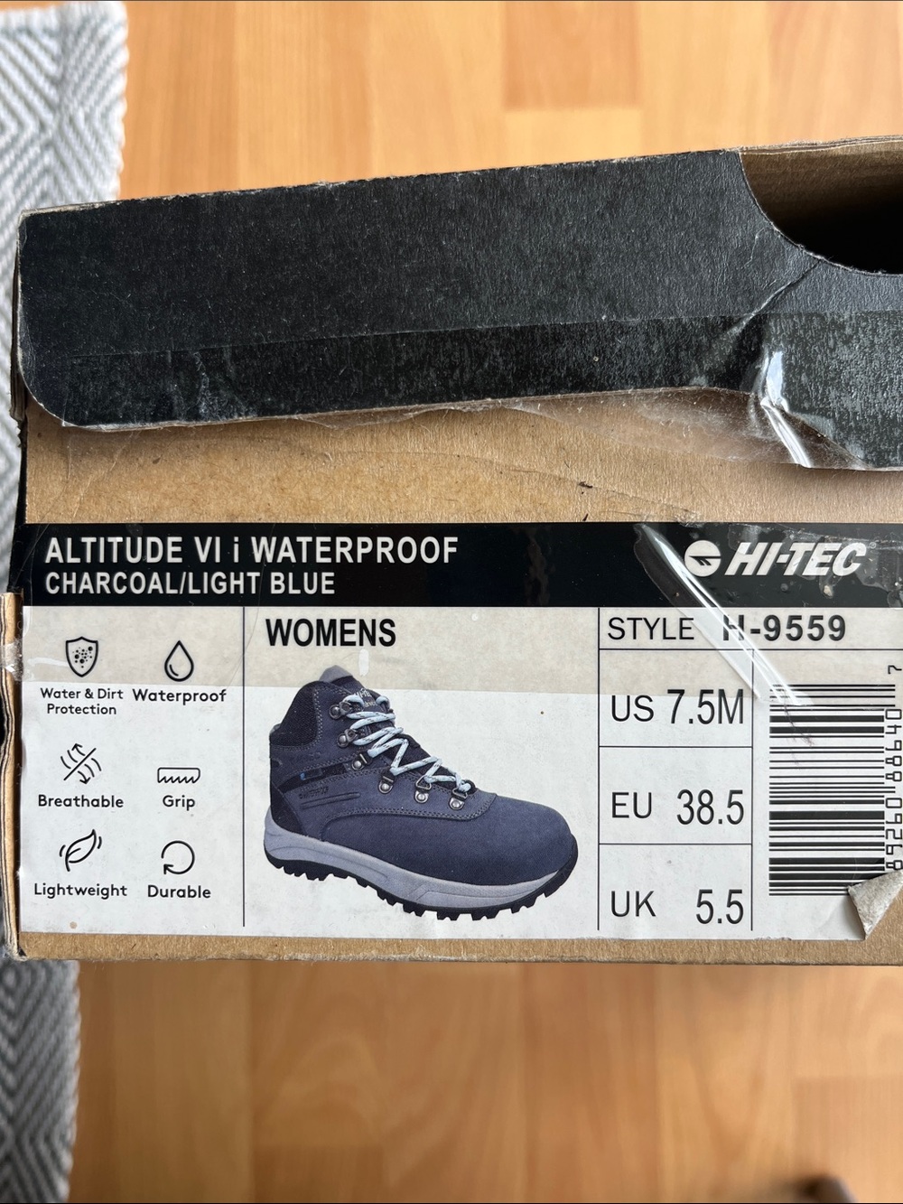 Hi-Tec Women's Lace-Up Hiking Boots in Charcoal and Light Blue